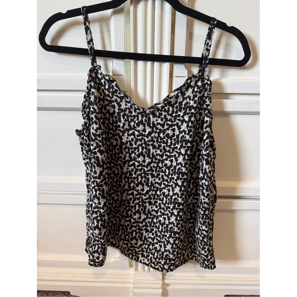 Old Navy Black & Cream Animal Print Flowy Camisole Size M